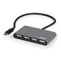 Picture of Port USB Type-C to 4 x USB2.0 480Mbs 4 Port Hub - Black