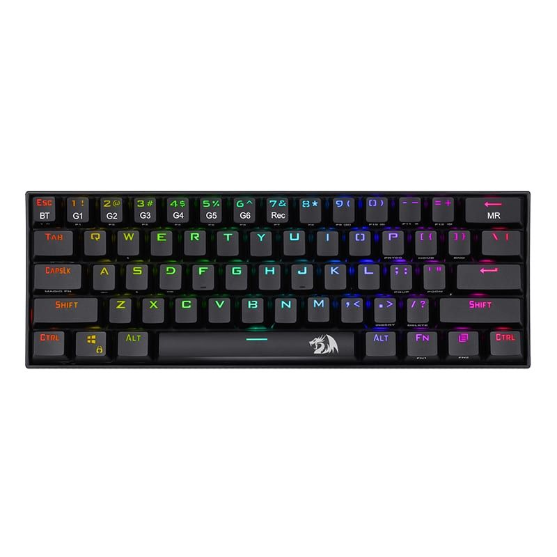 Picture of REDRAGON DRACONIC Mechanical 61 Key|Bluetooth 5.0|RGB 9 Colour Modes|Rechargable Battery|Type-C Charging Cable Gaming Keyboard - Black