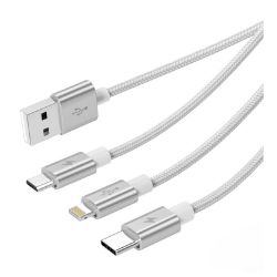 Picture of ORICO 3in1 USB2 To 1xUSB-C|1XMicro|1xLightning Cable - Silver