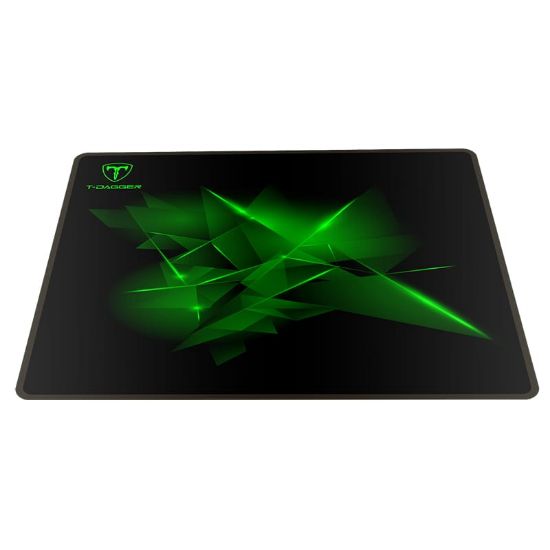 Picture of T-Dagger Geometry Medium Size 360mm x 300mm x 3mm|Speed Design|Printed Gaming Mouse Pad Black and Green