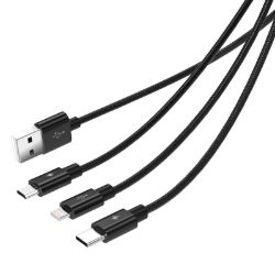 Picture of ORICO 3in1 1xLightning|1xUSB-C|1xMirco USB 1.2m ChargeSync Cable - Black