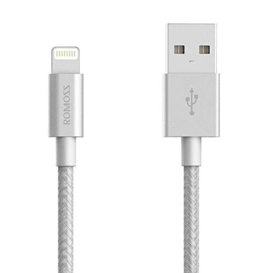 Picture of Romoss Lightning to USB Nylon Braided 1m Cable Silver