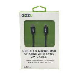 Picture of GIZZU USB-C to Micro USB 2m Cable Black