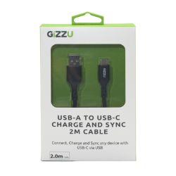 Picture of GIZZU USB2.0 A to USB-C 2m Cable Black